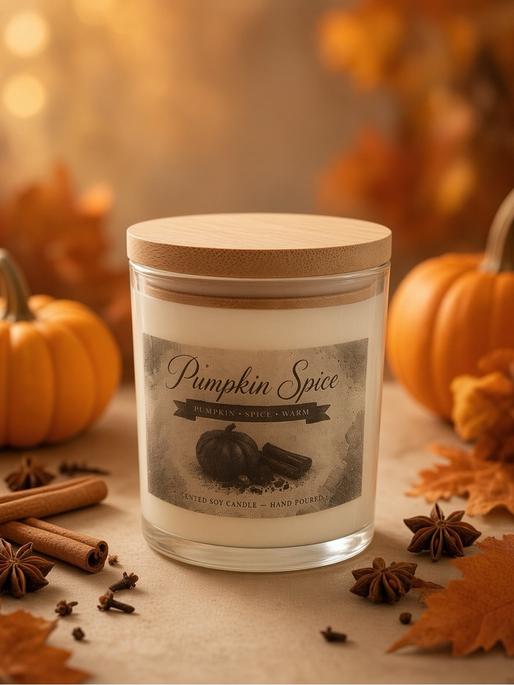 9oz Pumpkin Spice Scented Candle | Hand Poured Soy Wax | Fall Candle
